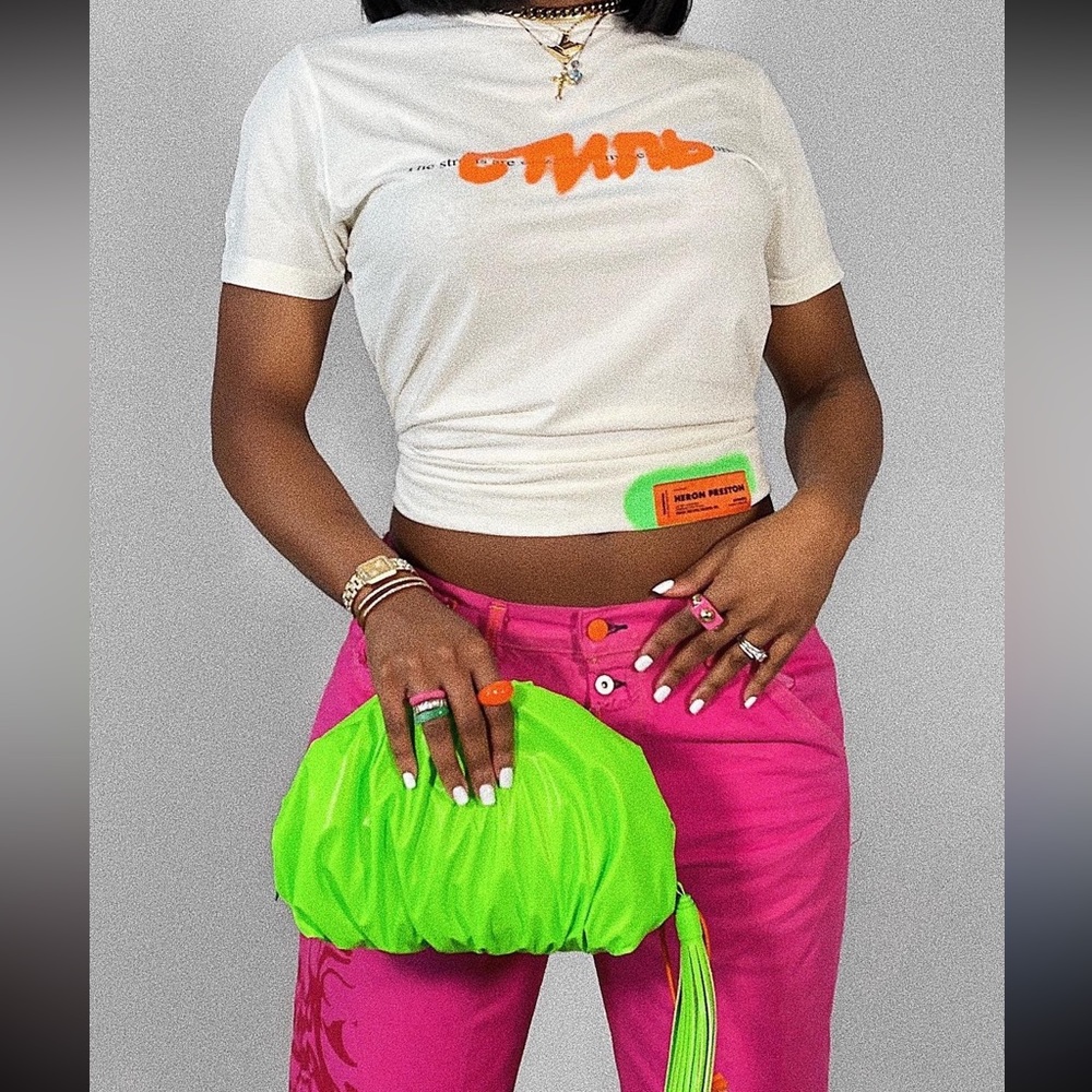 Neon green clutch